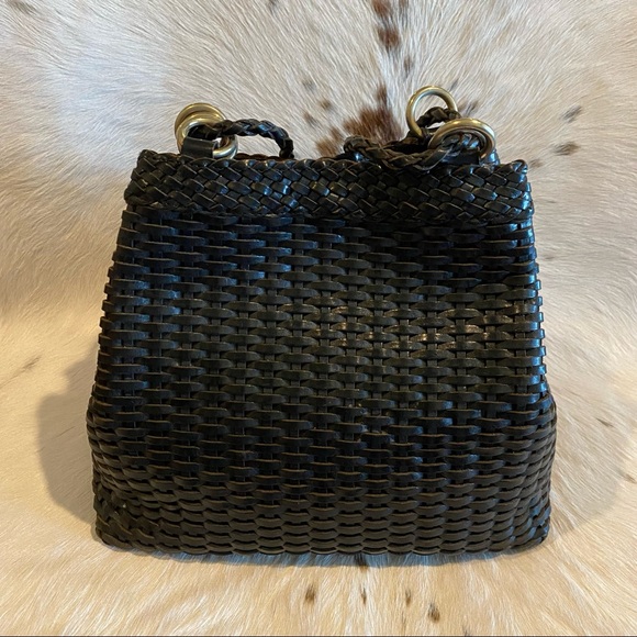 Vintage GEM Eberle Leather Woven Bucket Shoulder Bag - Picture 2 of 8